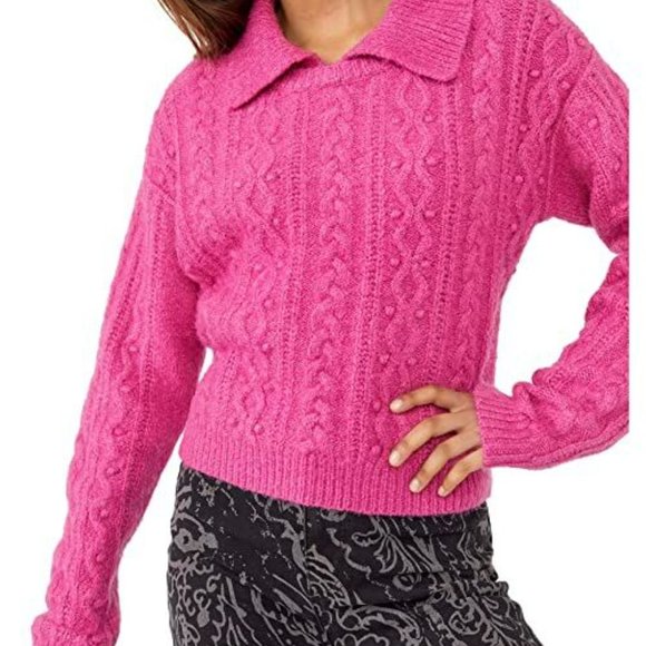 Free People Every Cloud Pullover Fuchsia Fizz - SZ Large - New - Picture 1 of 9